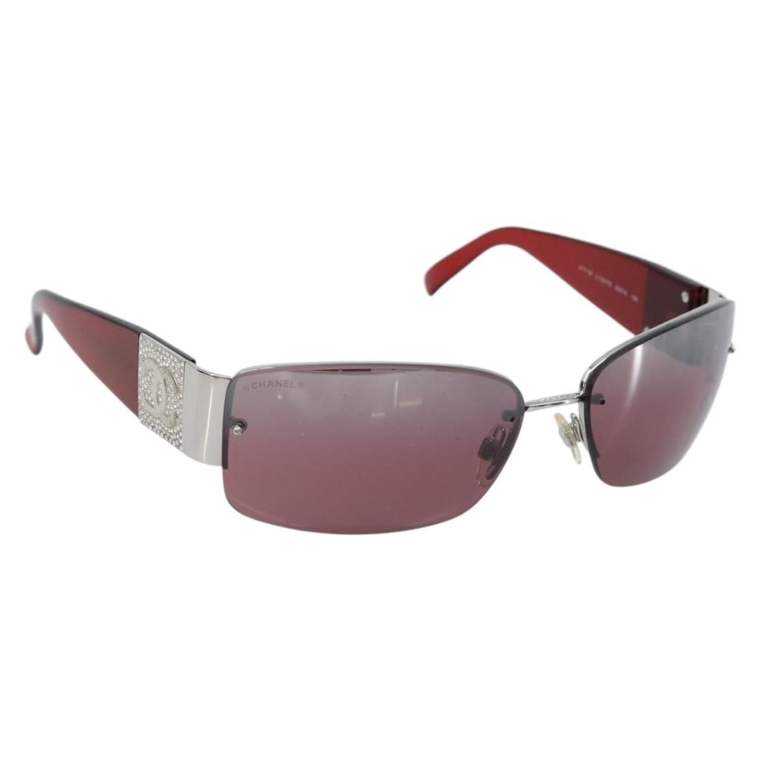 Red Plastic CHANEL Coco Mark Women's Sunglasses with Accessories (1 of 14)