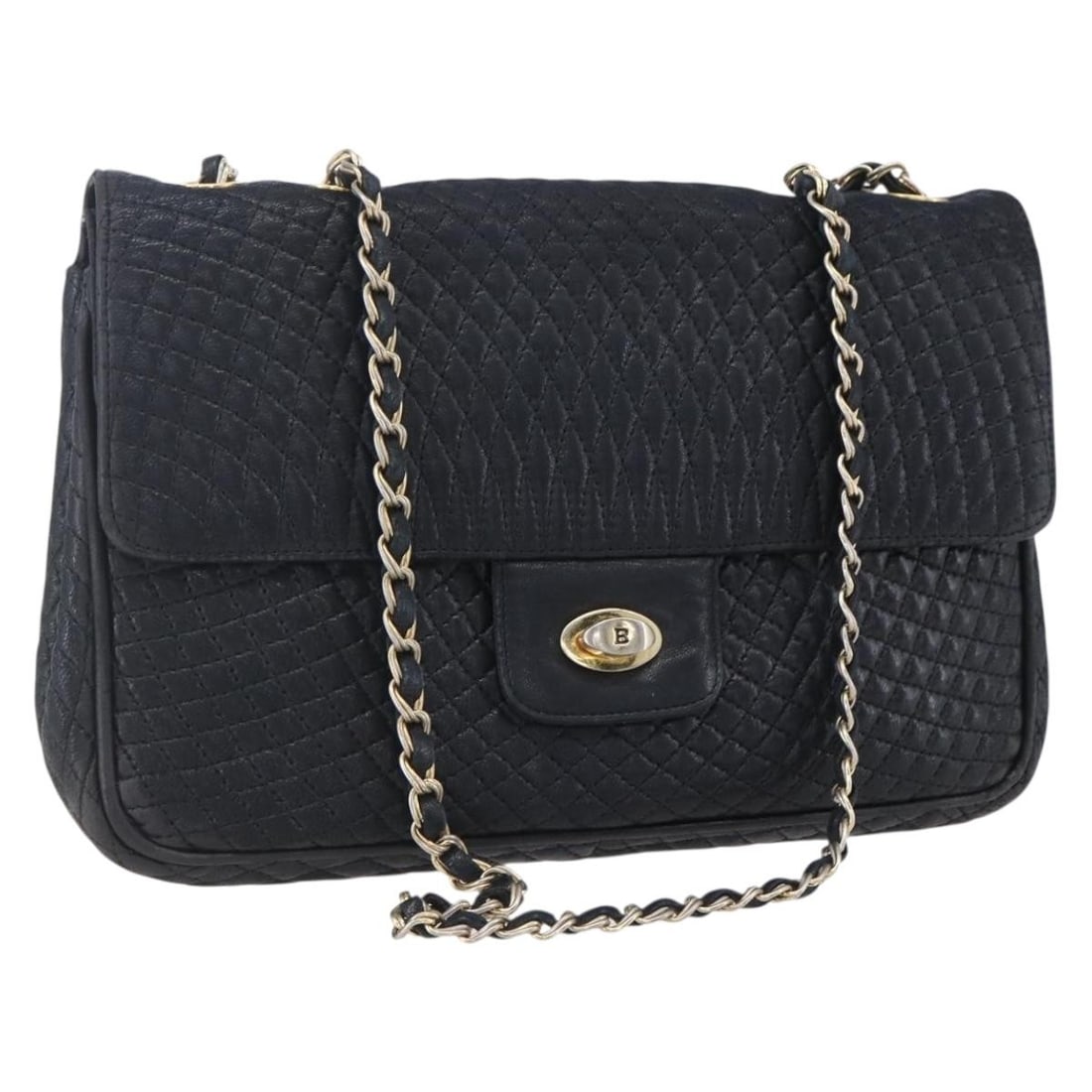 BALLY Black Gold Leather Shoulder Bag Auth BS31195 (1 of 18)