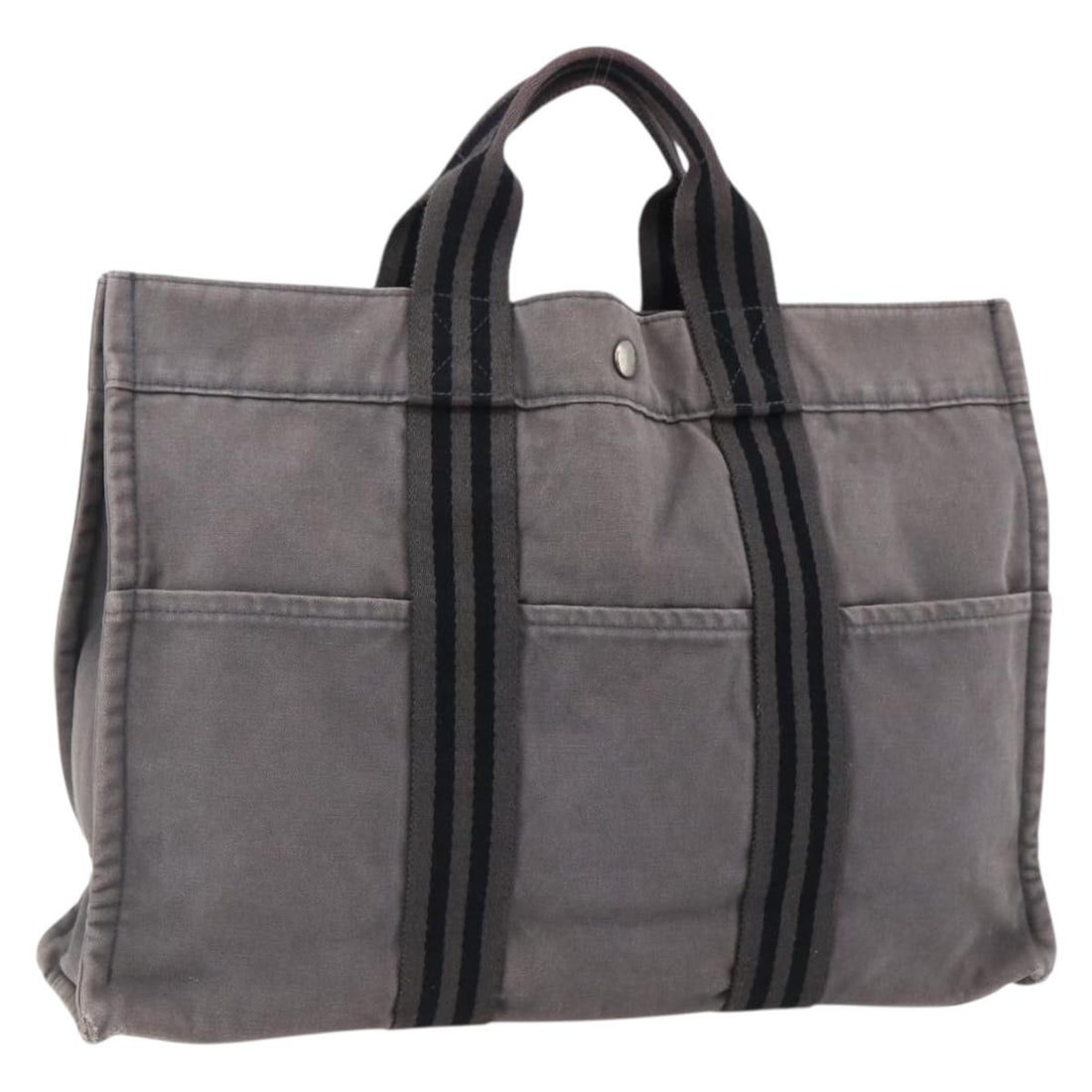 Hermes Fourre Tout MM Canvas Tote Gray Silver French Designer Handbag (1 of 18)