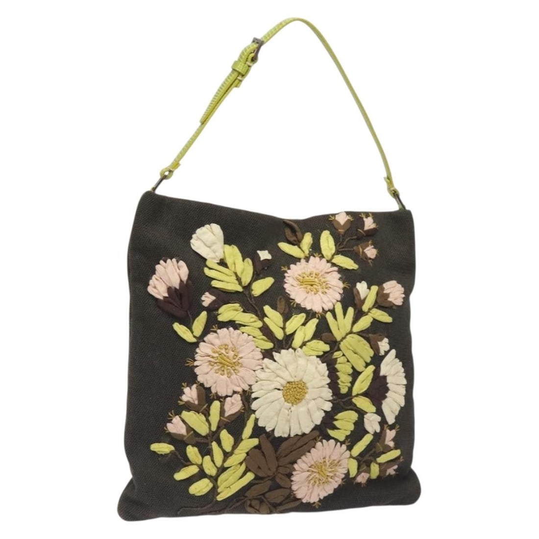 Valentino Khaki Silver Canvas Shoulder Bag Made in Italy (1 of 18)