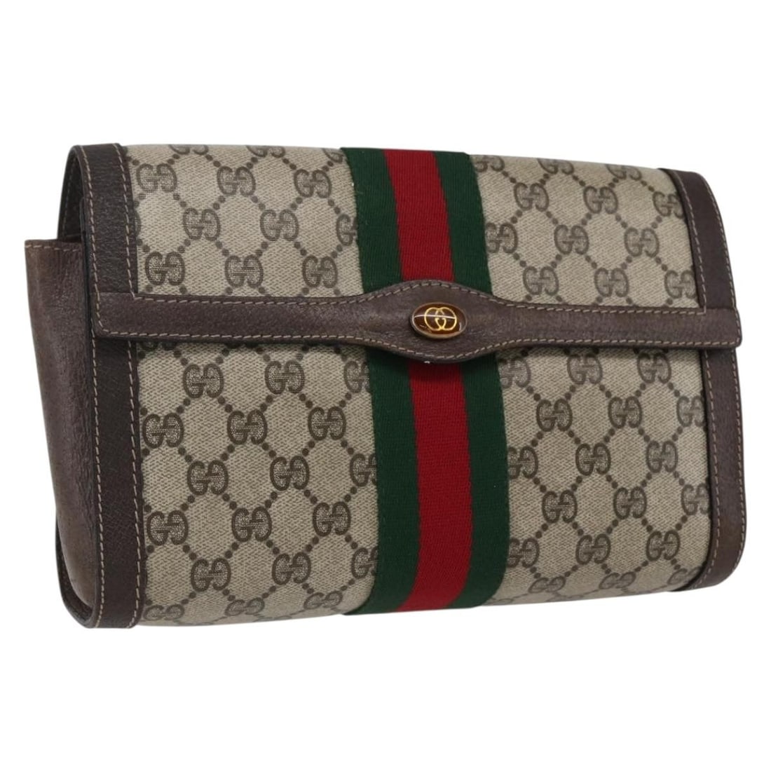 Beige GG Supreme Sherry Line Clutch by Gucci PVC Leather (1 of 15)