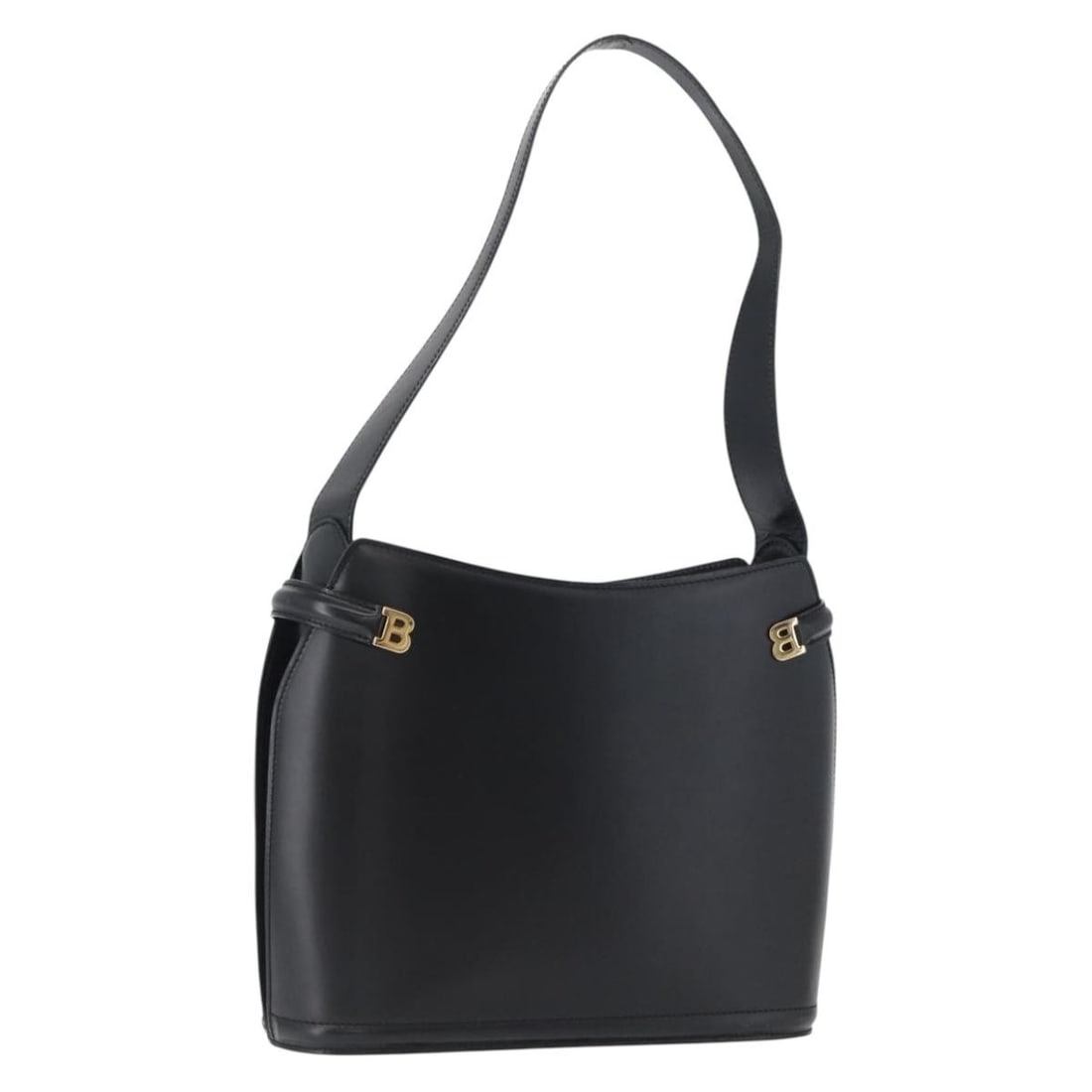 Black Leather Bally Shoulder Bag with Gold Tone Accents (1 of 18)