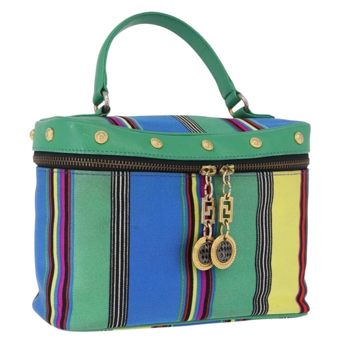 Versace Green Gold Canvas Women's Vanity Pouch Italy (1 of 18)