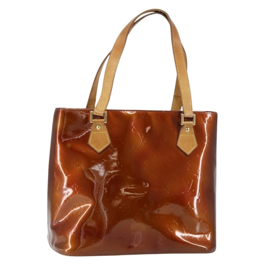 LOUIS VUITTON Monogram Vernis Houston Hand Bag Bronze M91122 Auth (1 of 18)