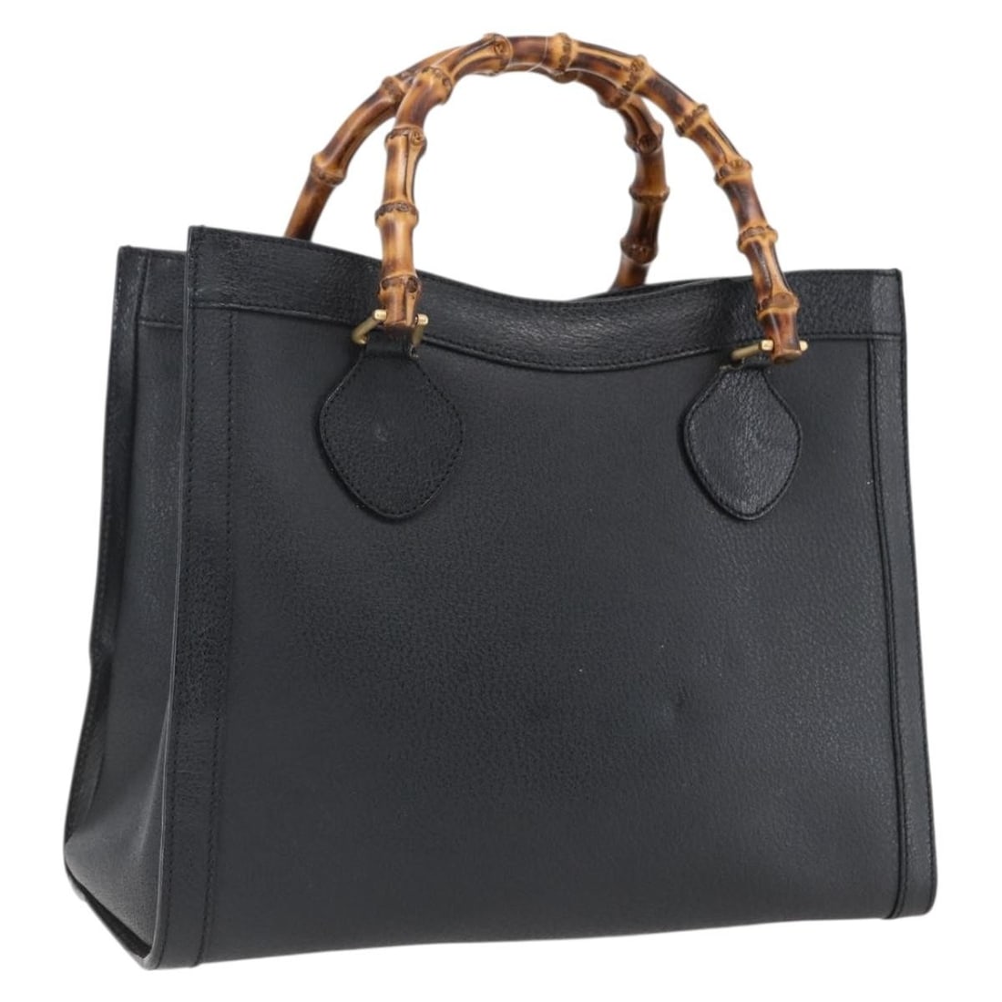 Gucci Black Leather Bamboo Handle Handbag with Gold Tone Accents 002 1186 0260 (1 of 18)