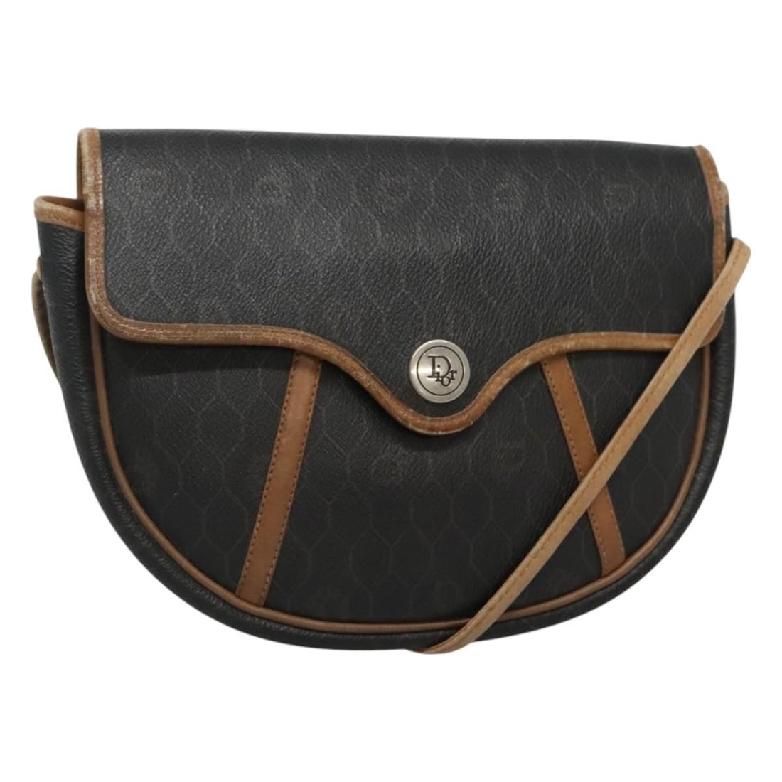Christian Dior Black Honeycomb Canvas and PVC Leather Shoulder Bag: Christian Dior Black Honeycomb Canvas and PVC Leather Shoulder Bag This Christian Dior shoulder bag features a black honeycomb canvas with PVC leather accents. Designed for women, it offers a compact 