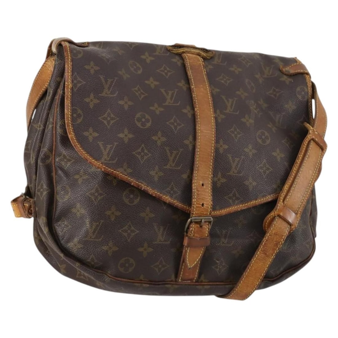 LOUIS VUITTON Monogram Saumur 35 Shoulder Bag M42254 Authentic France (1 of 18)