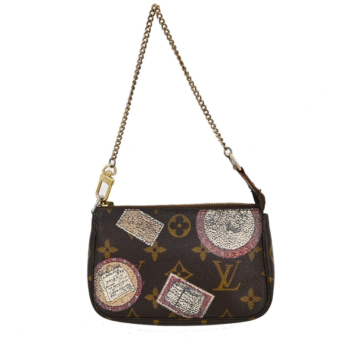 Louis Vuitton Monogram Patch Pochette Accessory M95804 Mini Handbag: Louis Vuitton Monogram Patch Pochette Accessory M95804 Mini Handbag This Louis Vuitton Patch Pochette Accessory is crafted from brown monogram canvas leather and features the iconic LV logo accents. D