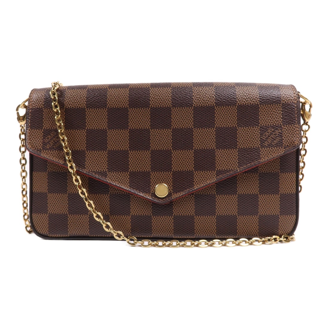 Louis Vuitton Damier Ebene Felicie Brown Shoulder Bag with Gold Hardware (1 of 15)