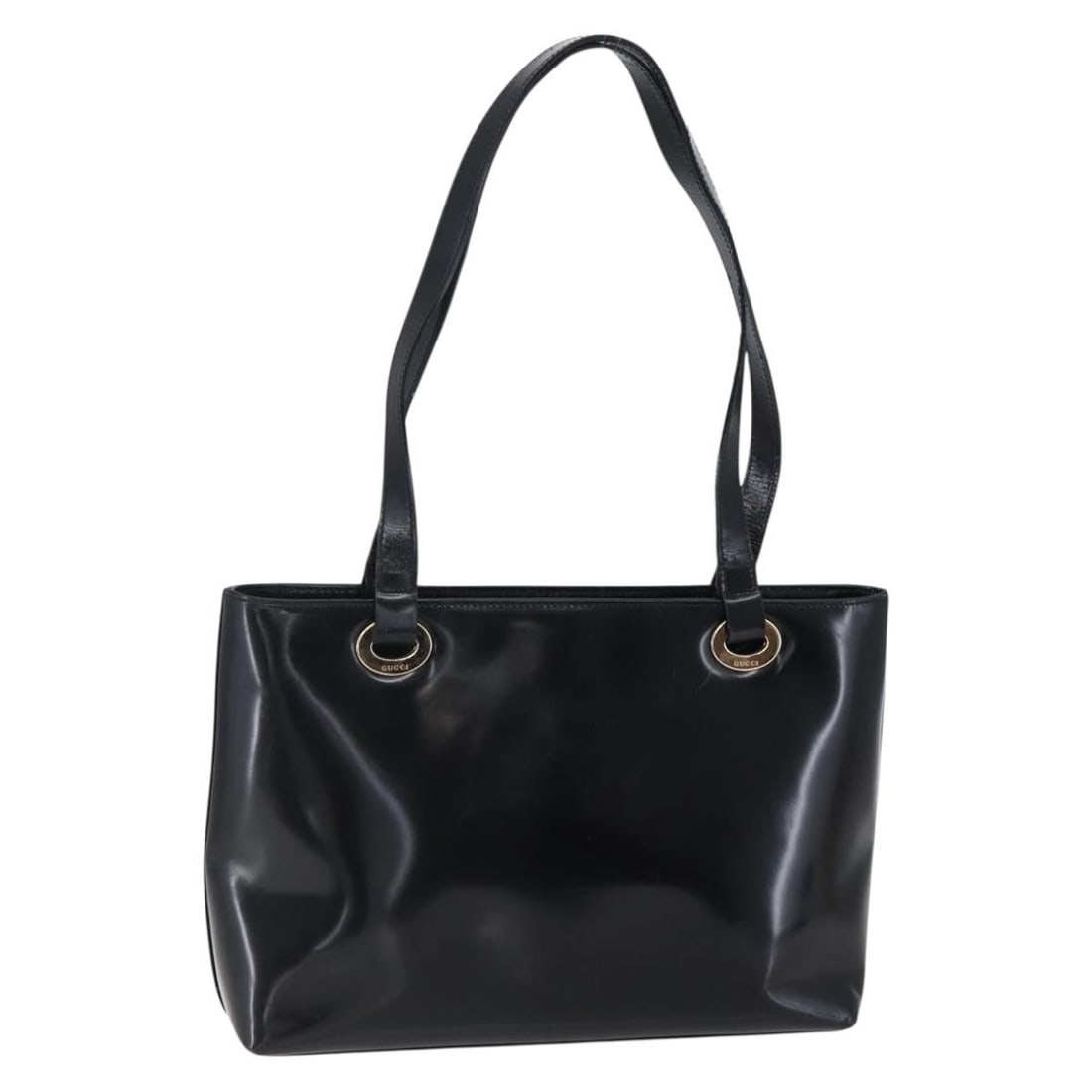 GUCCI Black Gold Patent Leather Shoulder Bag 002 2058 0480 0 Auth (1 of 18)