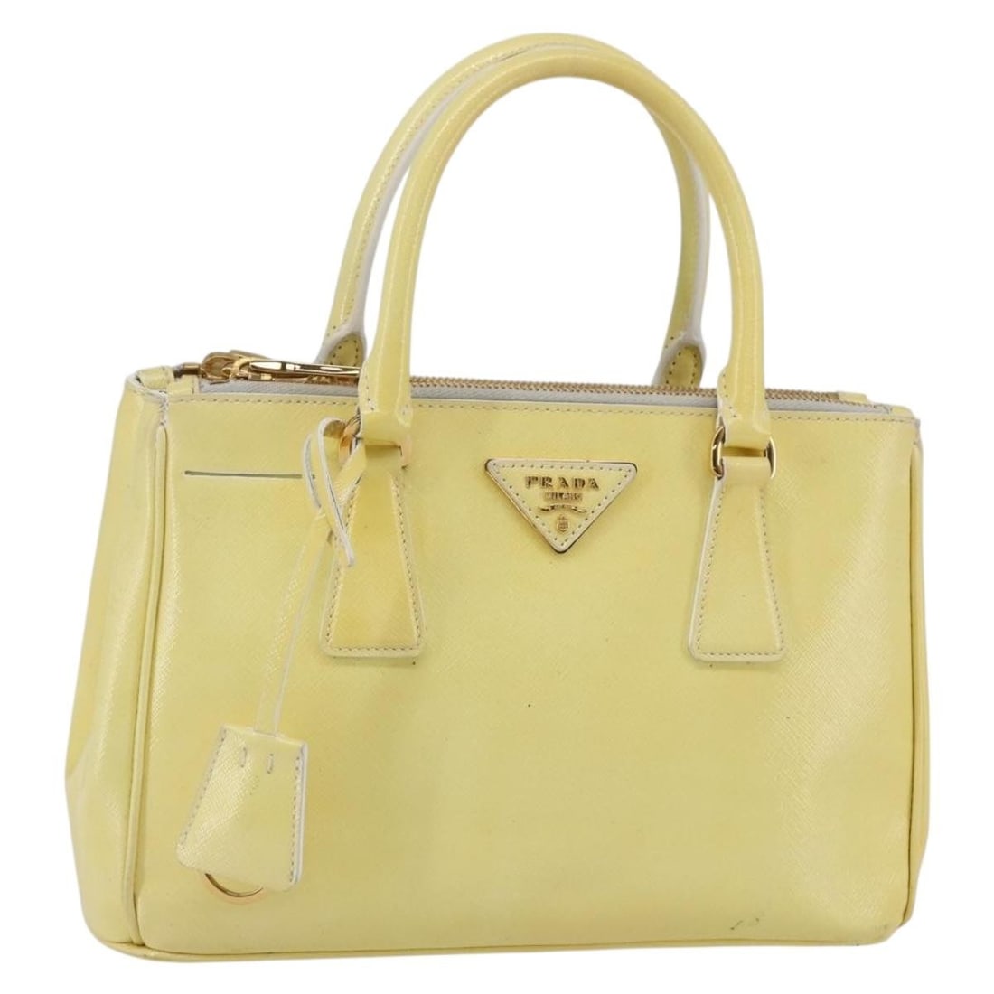 PRADA Beige Gold Patent Leather Hand Bag Authentic (1 of 18)