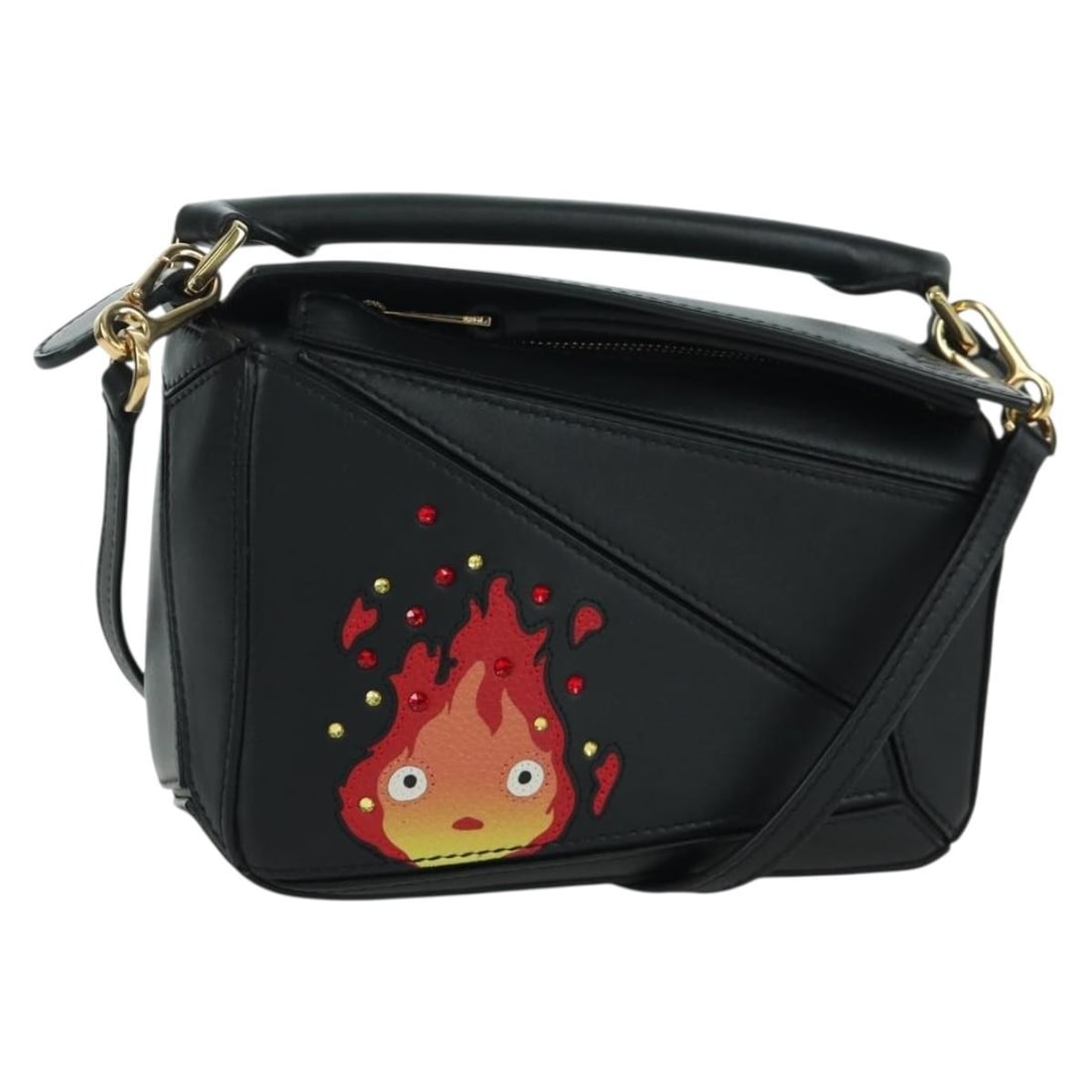 Loewe Studio Ghibli Calcifer Mini Puzzle Black Leather Handbag with Strap (1 of 18)
