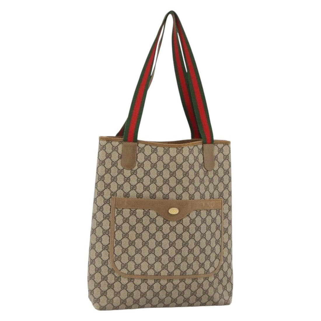 Gucci GG Supreme Web Sherry Line Beige Red PVC Tote Bag (1 of 18)
