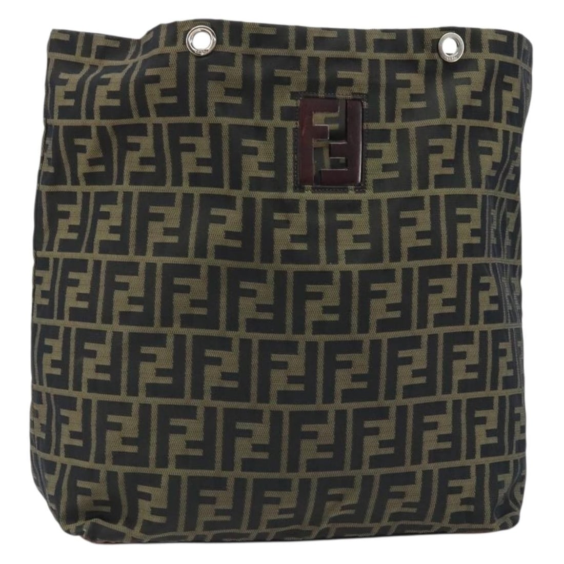 Fendi Zucca Canvas Black Brown Drawstring Clutch Bag for Women (1 of 18)