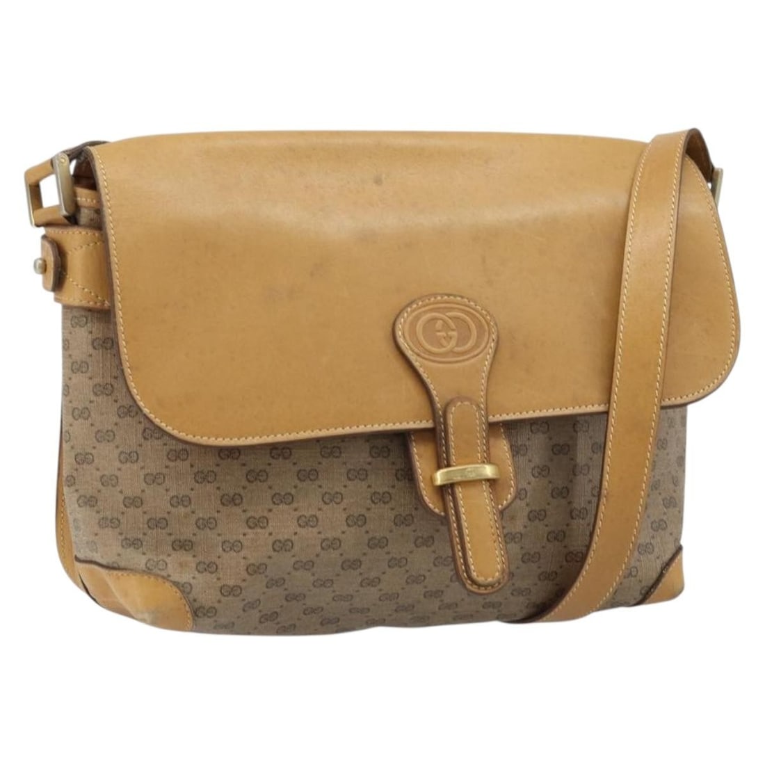 Gucci Micro GG Beige Gold PVC Leather Women's Shoulder Bag (1 of 18)