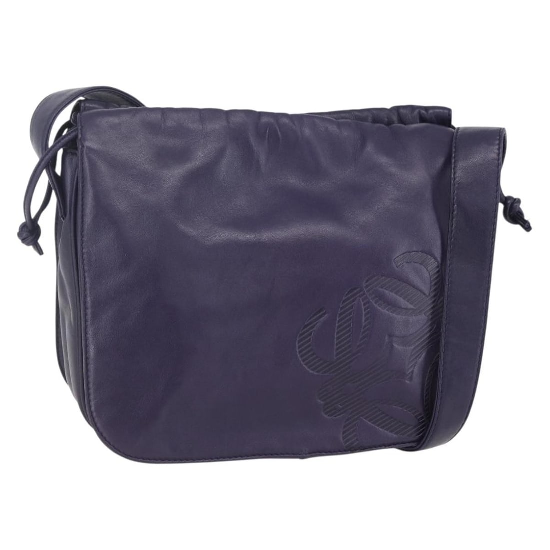 LOEWE Purple Gold Leather Anagram Shoulder Bag Auth (1 of 18)