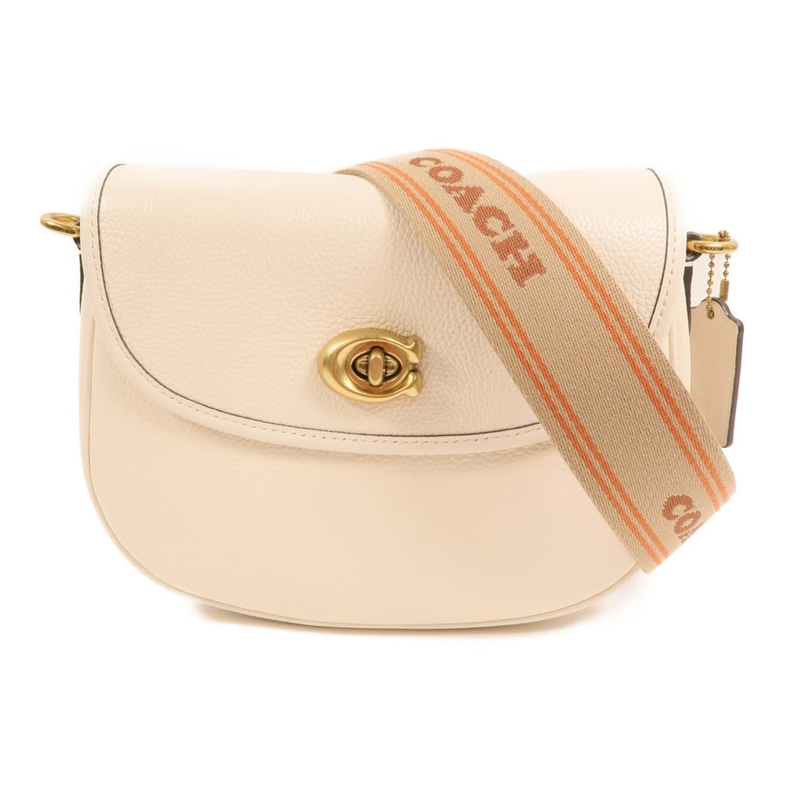 White Calfskin Leather Coach Shoulder Bag with Gold Hardware E2272 (1 of 15)