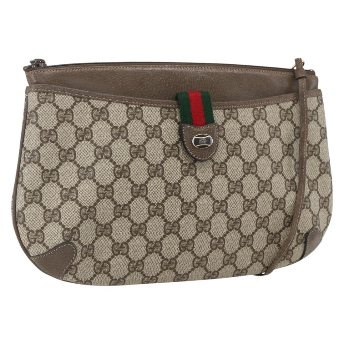 Beige Gucci GG Supreme Sherry Line Shoulder Bag PVC Leather 39 02 026 Italy: Beige Gucci GG Supreme Sherry Line Shoulder Bag PVC Leather 39 02 026 Italy This is a Gucci GG Supreme Web Sherry Line shoulder bag crafted from beige PVC leather and GG canvas. The bag features a cla
