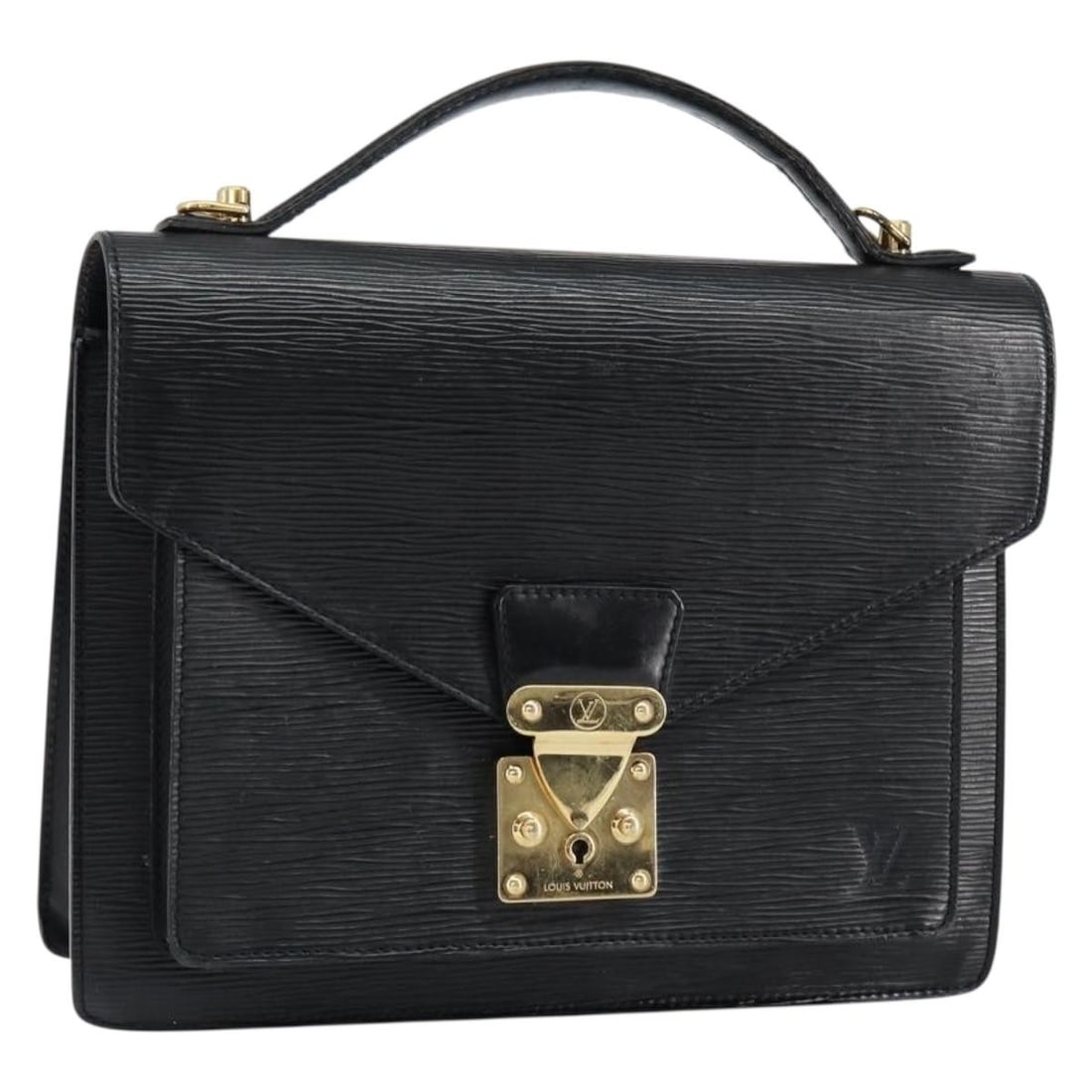 LOUIS VUITTON Epi Monceau 28 Hand Bag Black M52122 Authentic France (1 of 18)