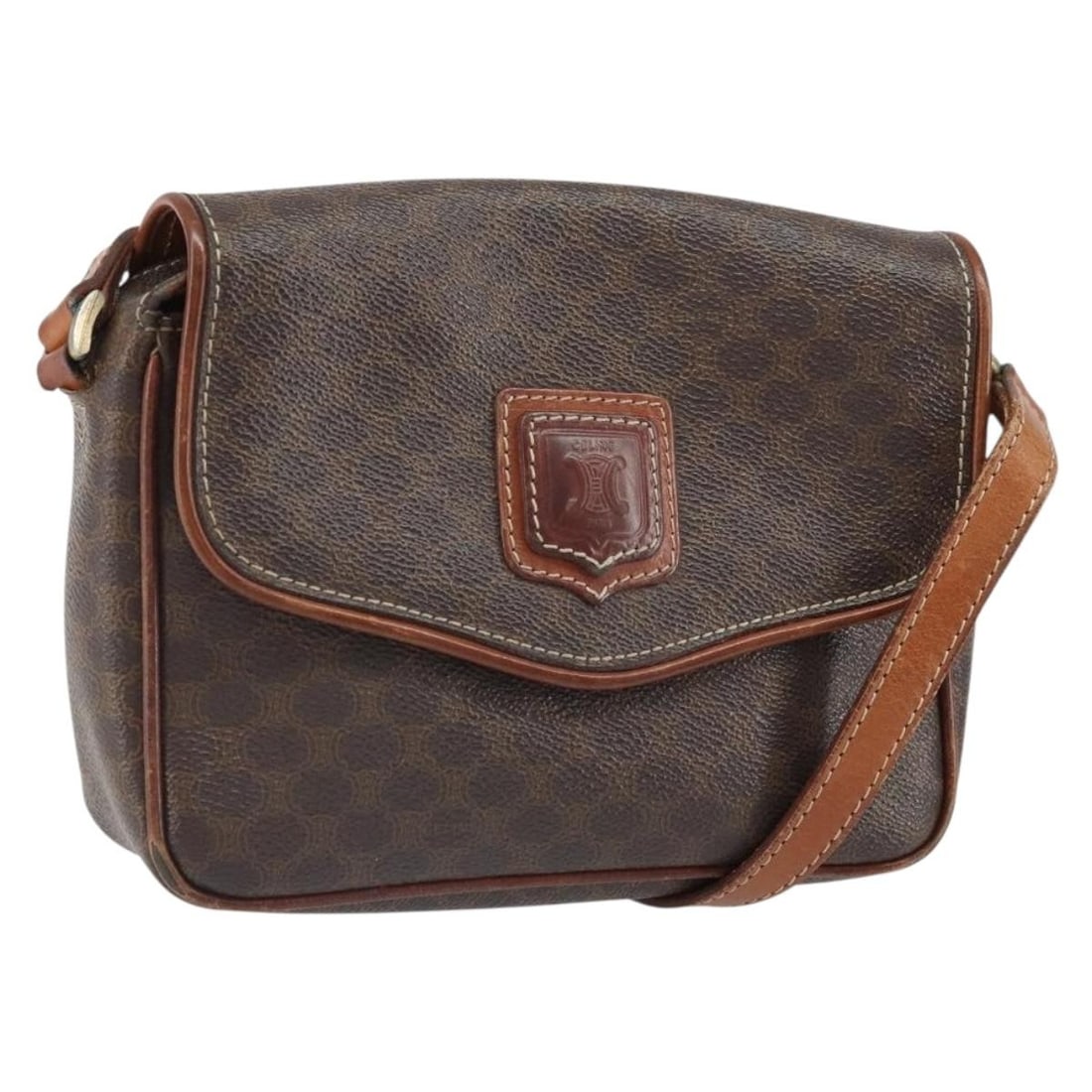 CELINE Macadam Canvas and PVC Shoulder Bag Brown Gold Tone Italy (1 of 18)