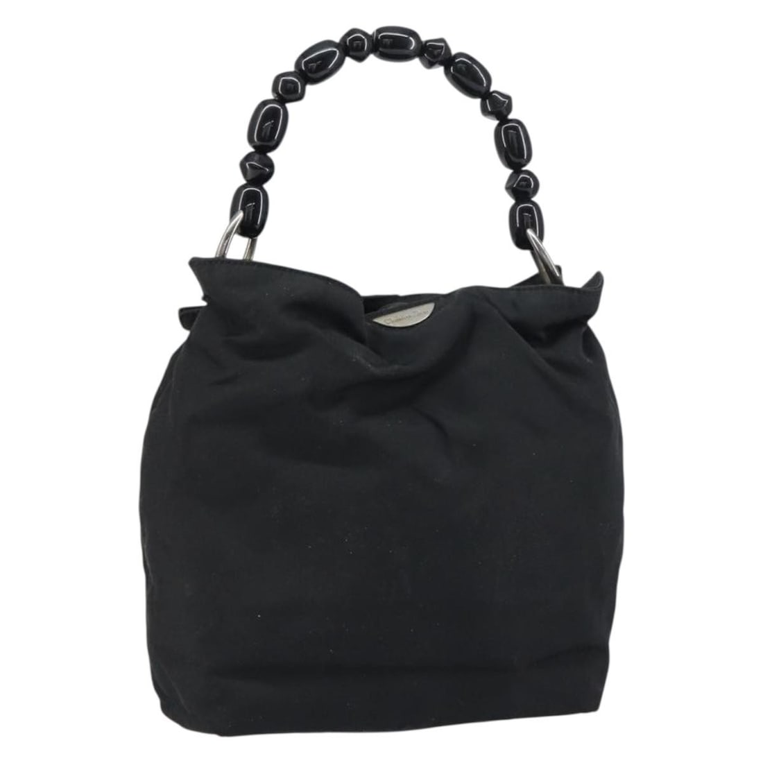 Christian Dior Maris Pearl Hand Bag Black Silver Nylon Auth 151790 (1 of 18)