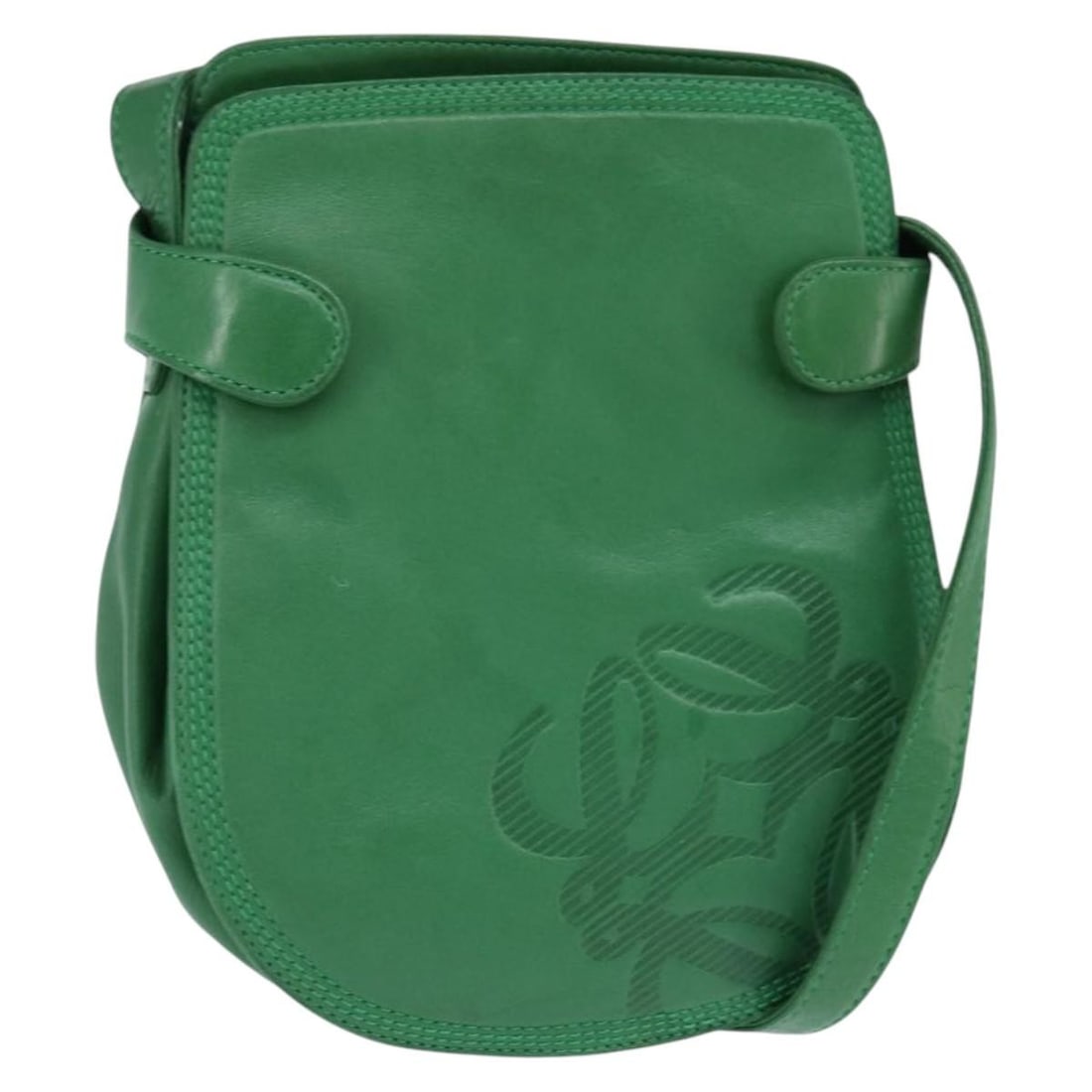 LOEWE Green Gold Leather Anagram Shoulder Bag Auth BA7340 (1 of 18)