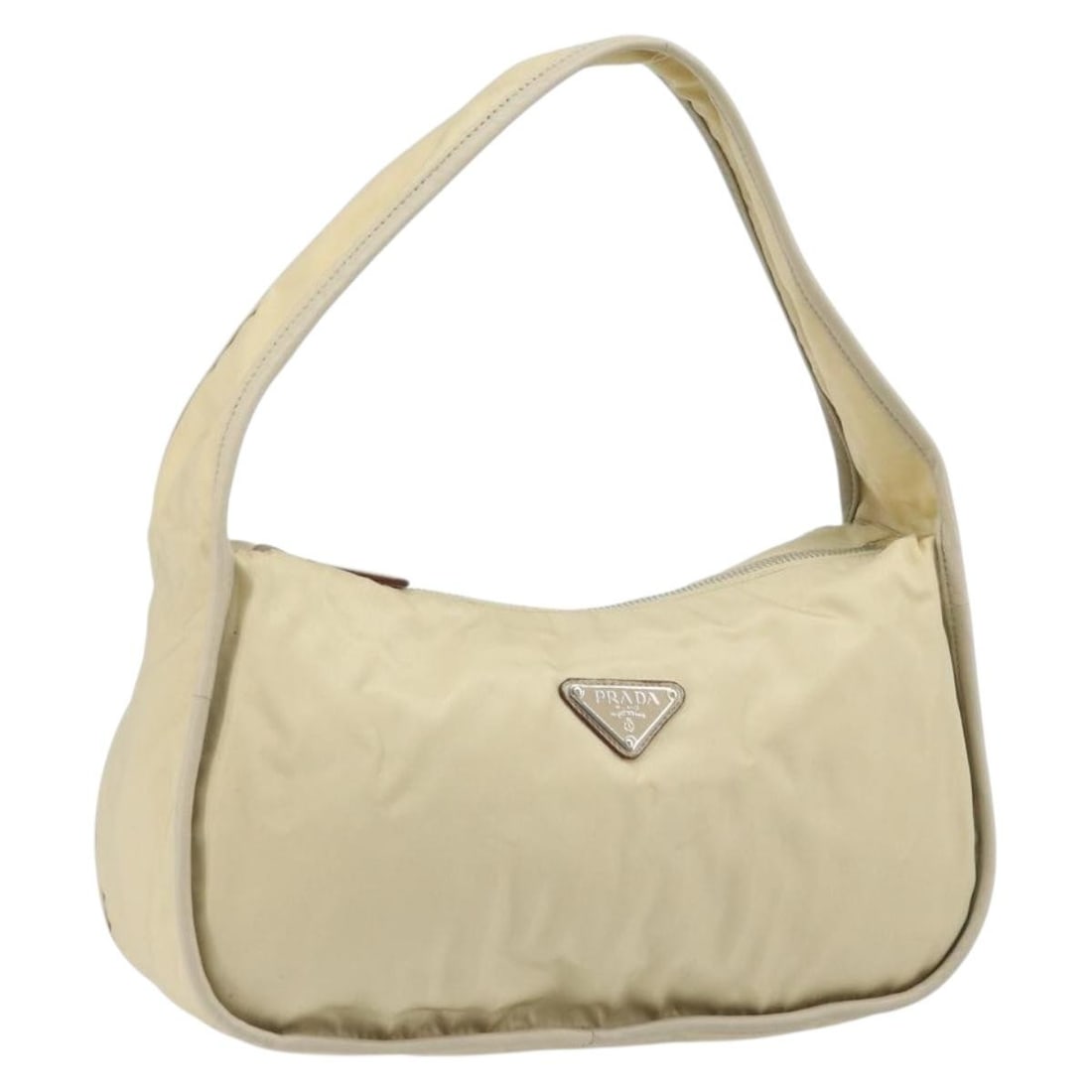 Beige Nylon PRADA Women's Handbag with Silver Accents Made in Italy (1 of 18)