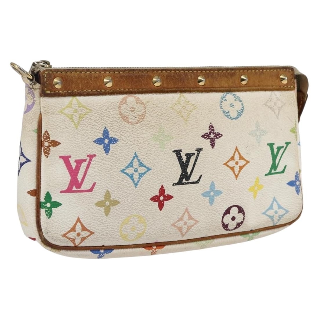 Louis Vuitton Multicolor Canvas Pochette Accessoires White Pouch M92649 (1 of 18)