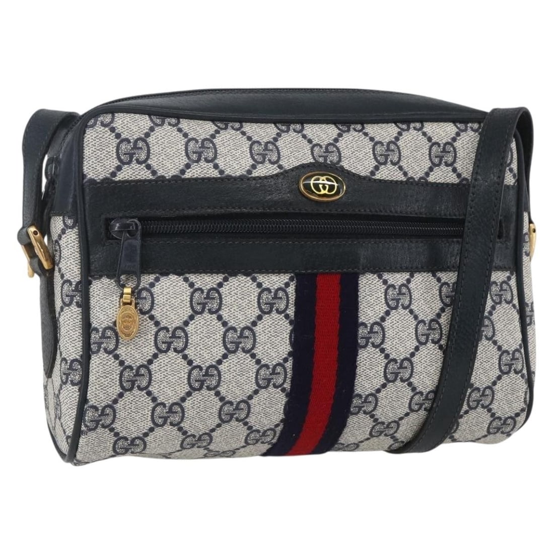 Gucci Sherry Line GG Supreme Navy Shoulder Bag 56 02 004 PVC Leather (1 of 18)