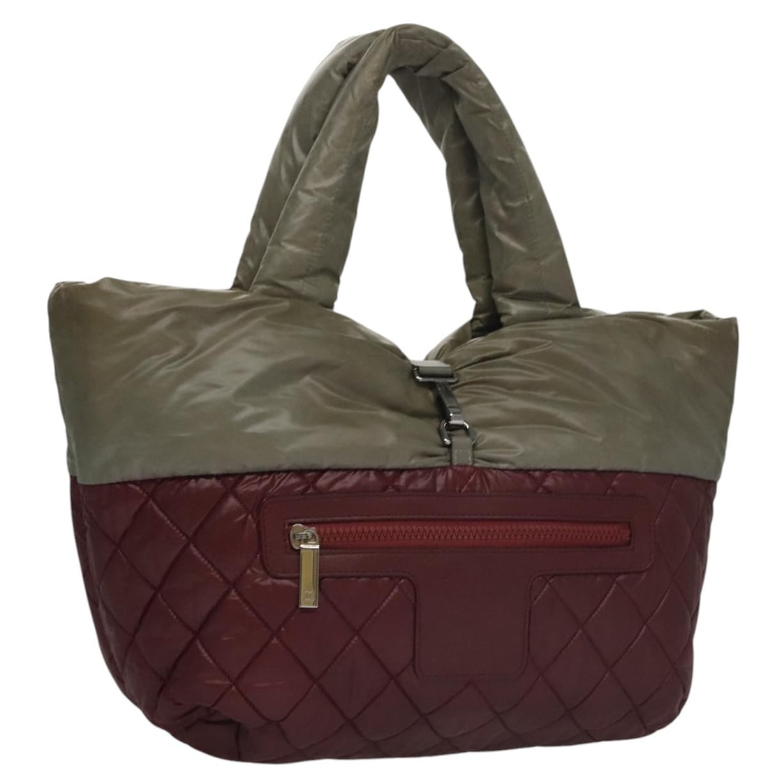 Chanel Wine Red Nylon Cocoon Tote with Silver CC Made in Italy (1 of 18)