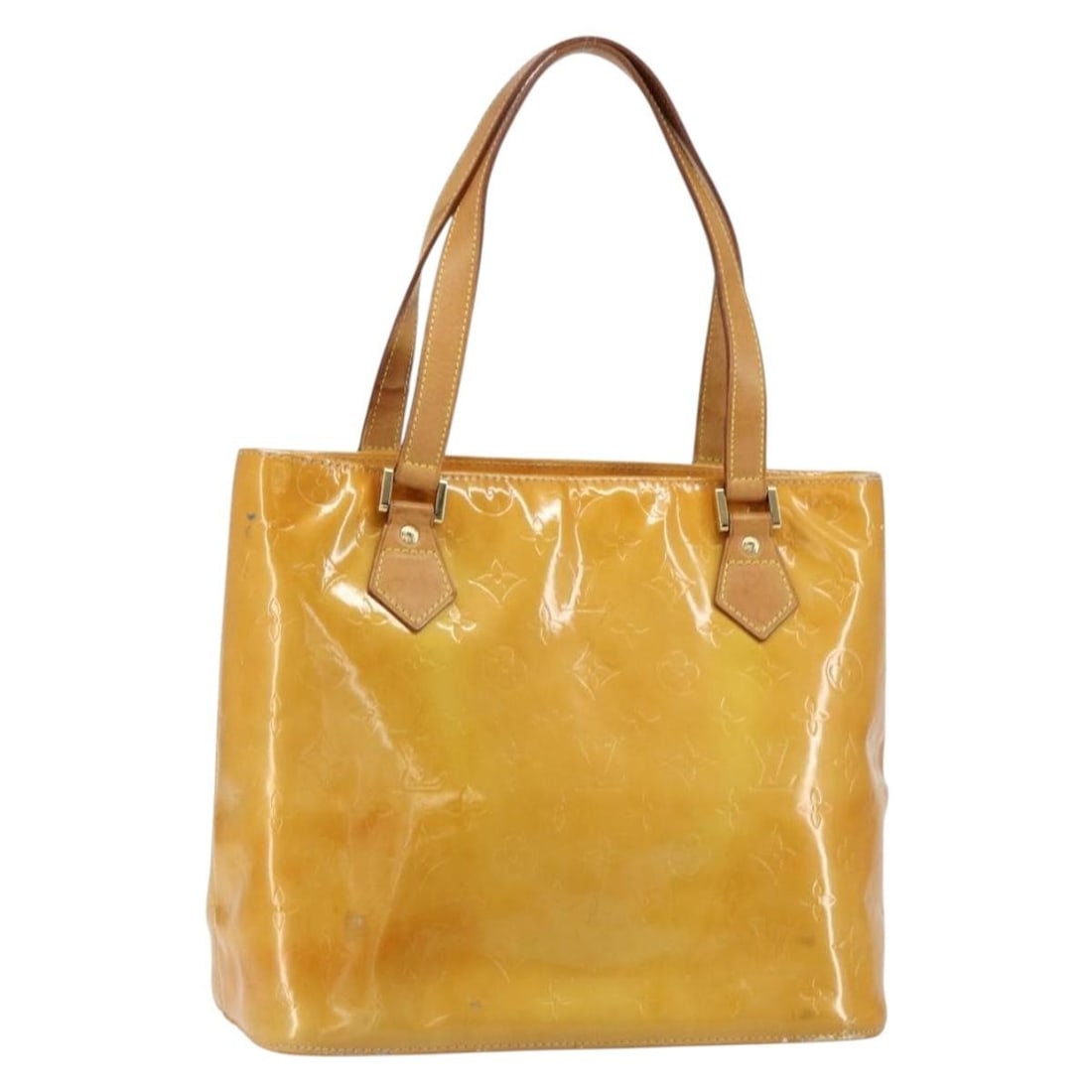 LOUIS VUITTON Monogram Vernis Houston Hand Bag Beige M91004 Authentic (1 of 18)