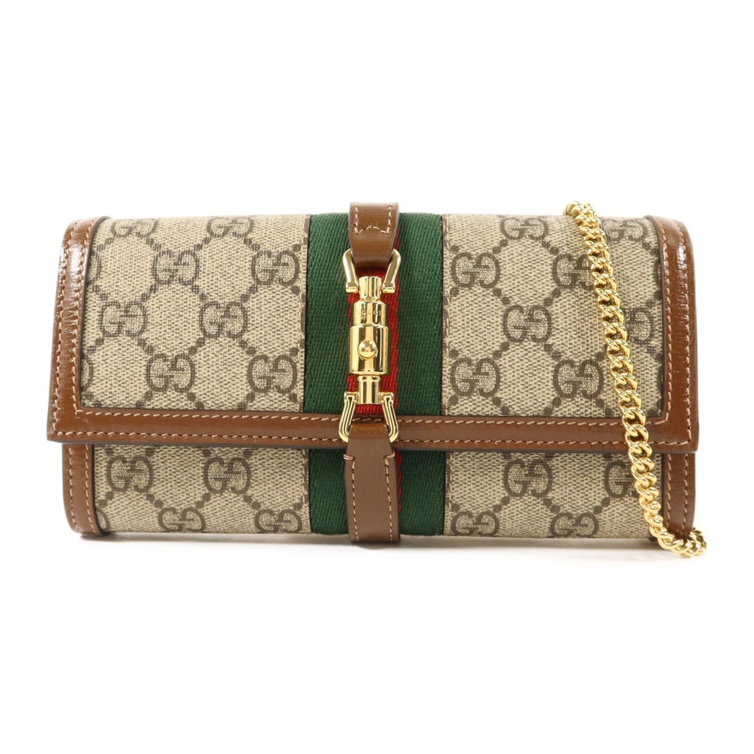 Gucci Jackie 1961 Brown Canvas GHW Chain Wallet Shoulder Bag (1 of 18)