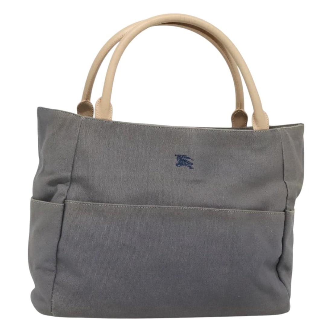 Burberrys Blue Label Gray Silver Canvas Tote Bag Auth (1 of 18)