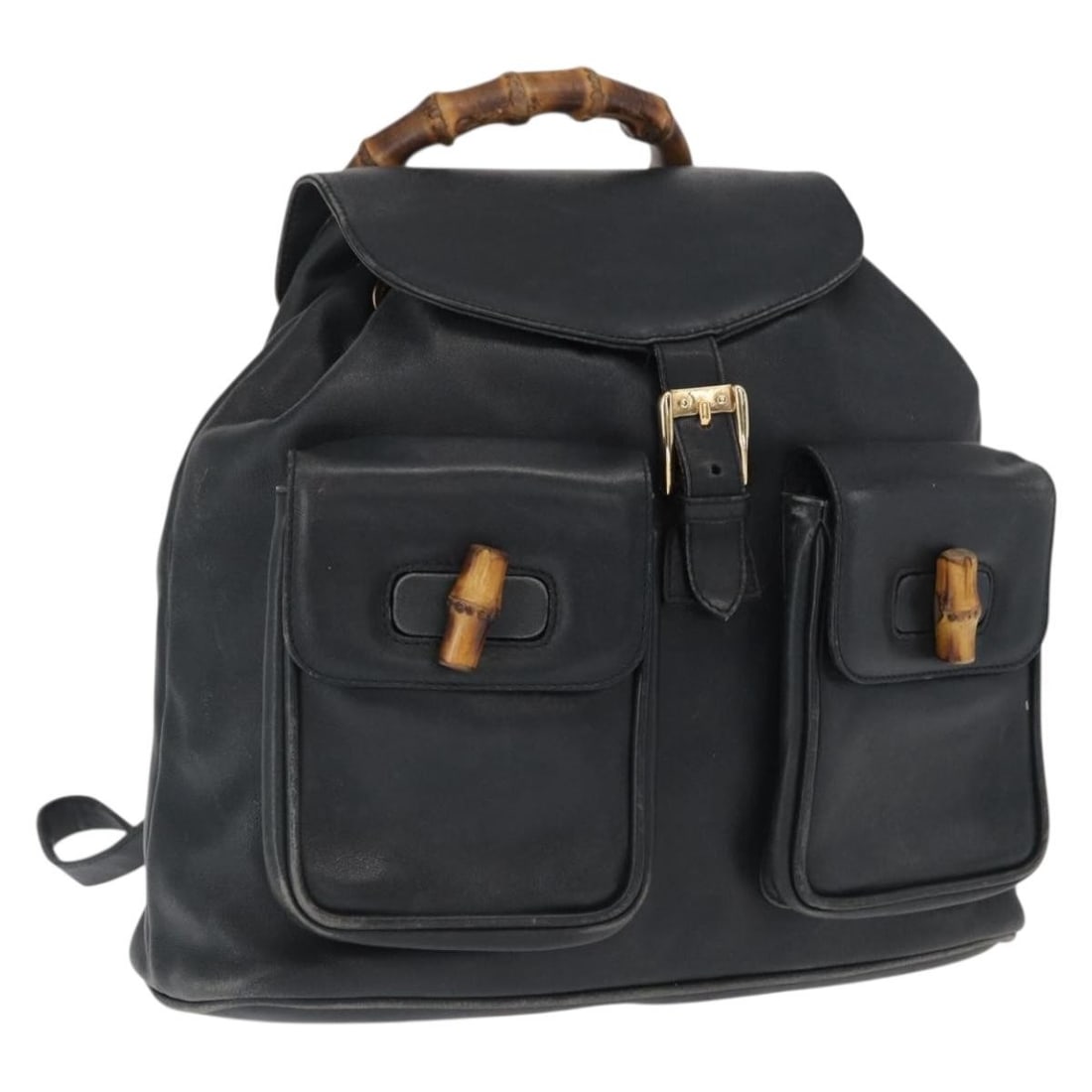 Black Leather Bamboo Backpack by Gucci Gold Hardware 003 2058 0016 (1 of 18)