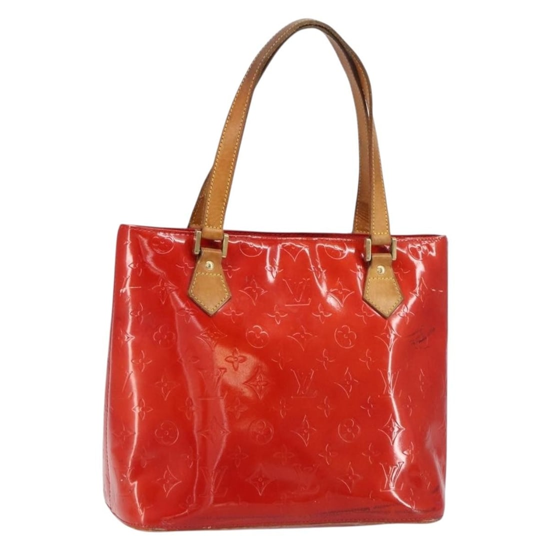 LOUIS VUITTON Monogram Vernis Houston Hand Bag Red M91092 Auth (1 of 18)