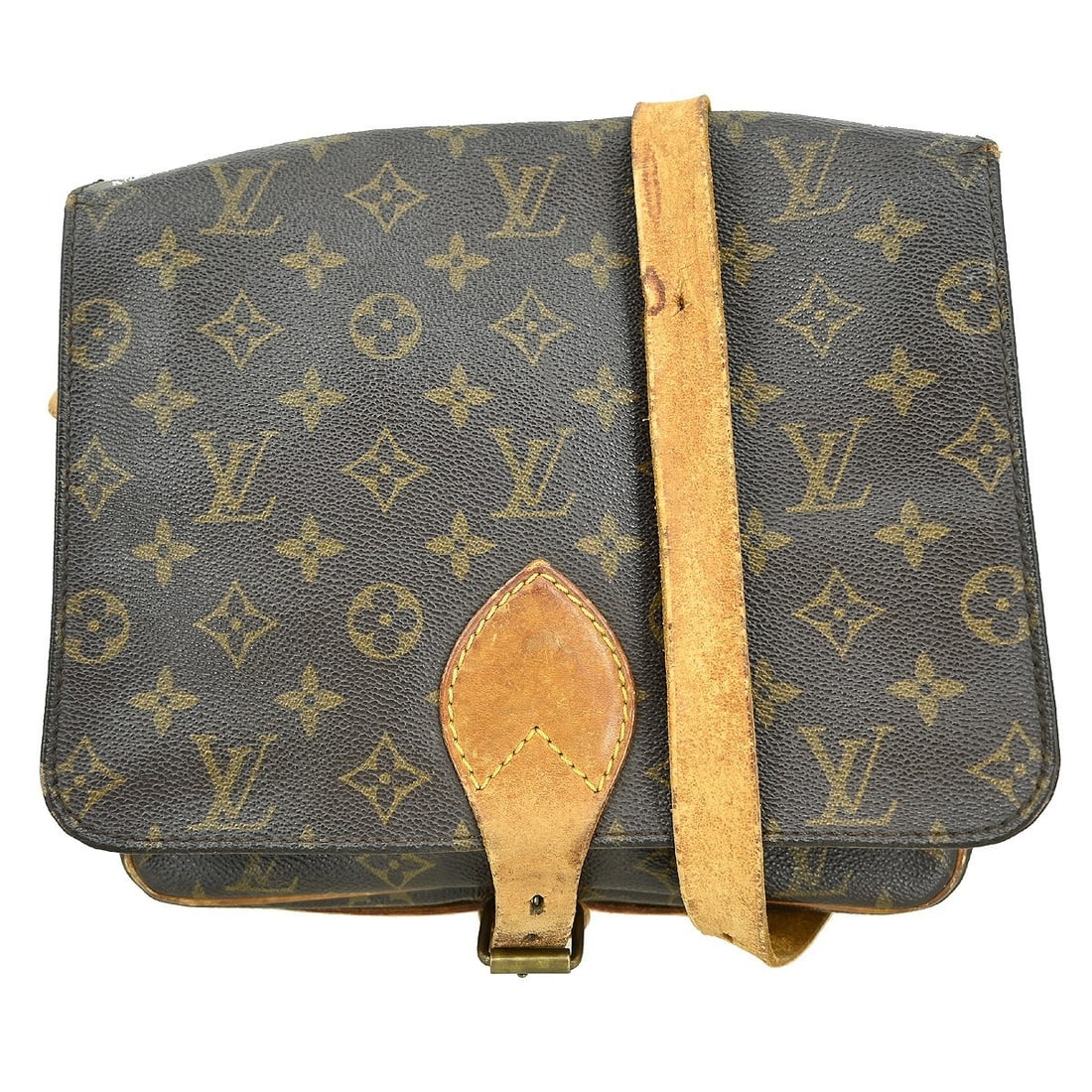 Louis Vuitton Cartouchiere GM Monogram Canvas Shoulder Bag M51252 Brown: Louis Vuitton Cartouchiere GM Monogram Canvas Shoulder Bag M51252 Brown This vintage Louis Vuitton Cartouchiere GM shoulder bag features the classic brown monogram canvas with leather accents. It is d