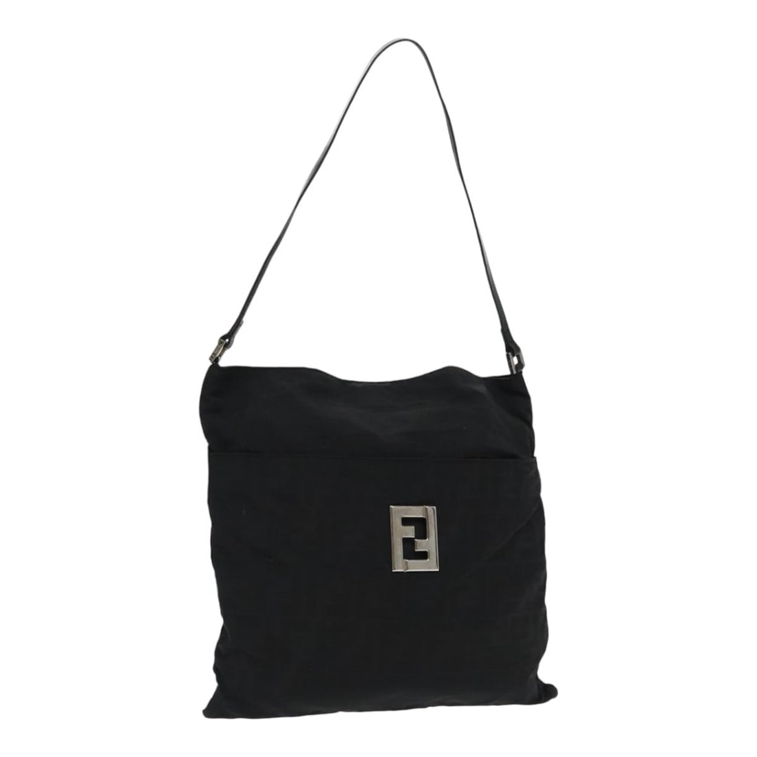 Fendi Nylon Zucca Pattern Black Silver Women's Shoulder Bag Italy (1 of 18)