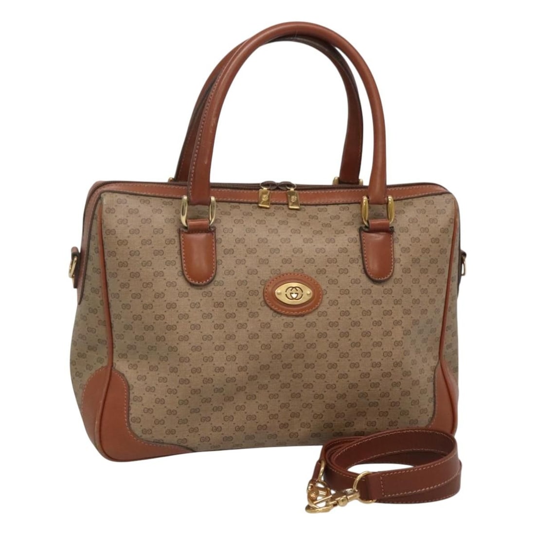 Gucci Micro GG Supreme Beige Gold PVC Shoulder and Handbag with Strap (1 of 18)