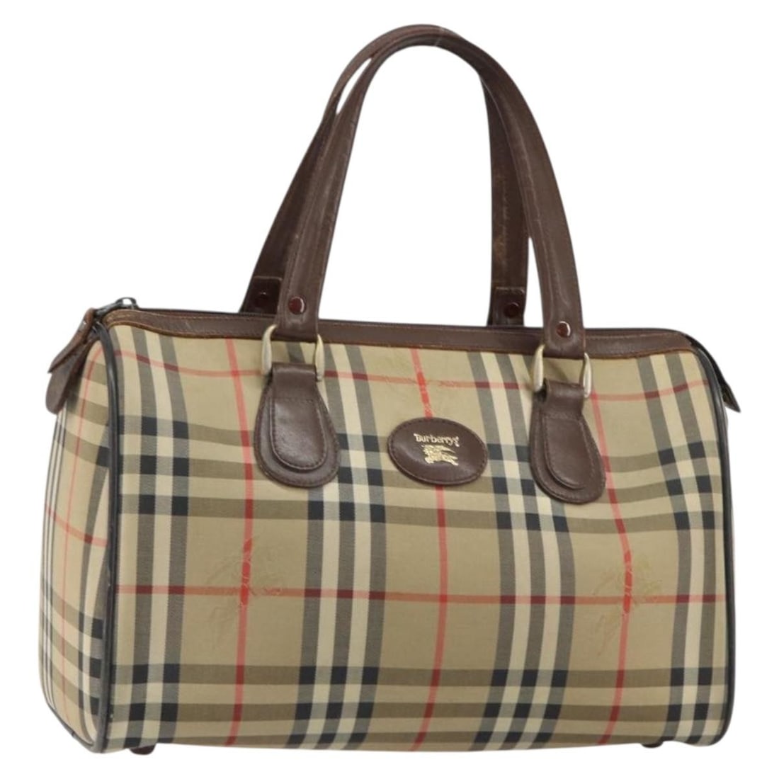Burberrys Nova Check Beige Gold Canvas Boston Bag Auth: Burberrys Nova Check Beige Gold Canvas Boston Bag Auth Introducing the Burberrys Nova Check Boston Bag, a stylish and practical accessory crafted from durable canvas in a sophisticated beige and gold 