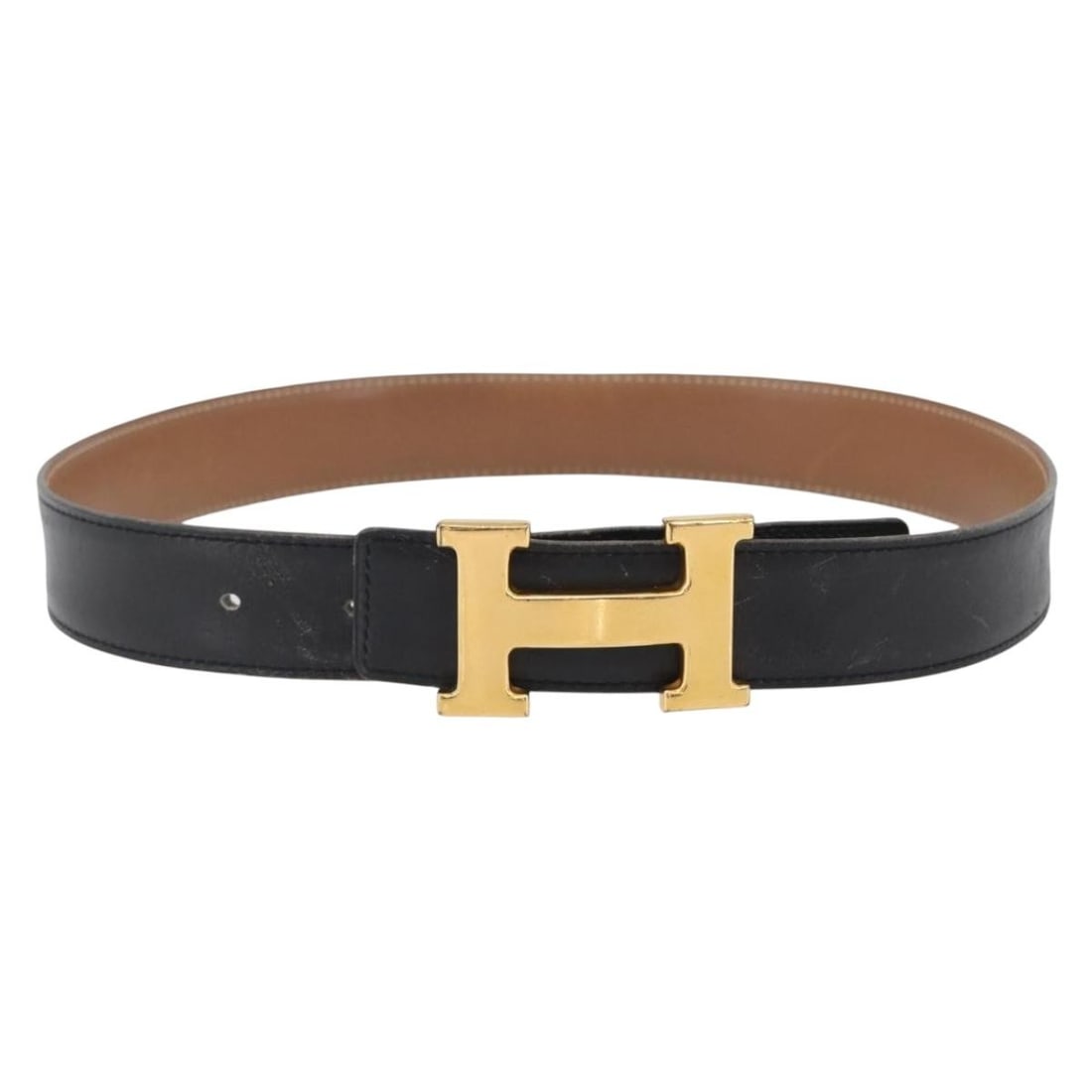Hermes 30.7 Inch Black Leather Constance Reversible Women's Belt France (1 of 9)