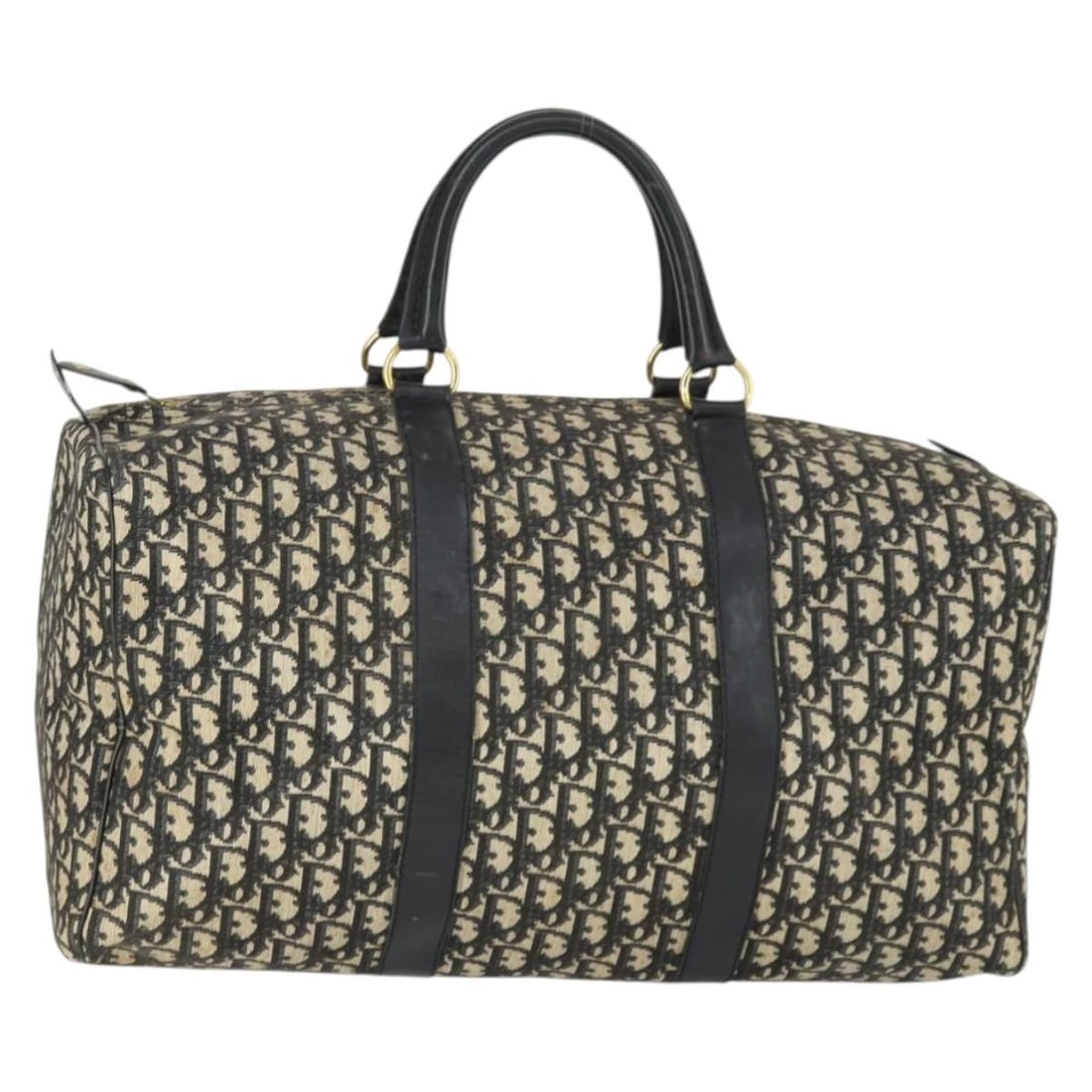 Christian Dior Trotter Canvas Boston Bag Black Gold Women's Handbag France (1 of 18)