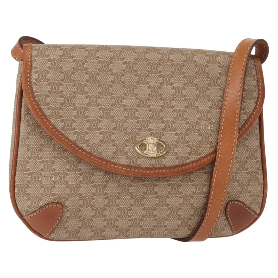 CELINE Macadam PVC Shoulder Bag Beige Gold Authentic Italy (1 of 18)