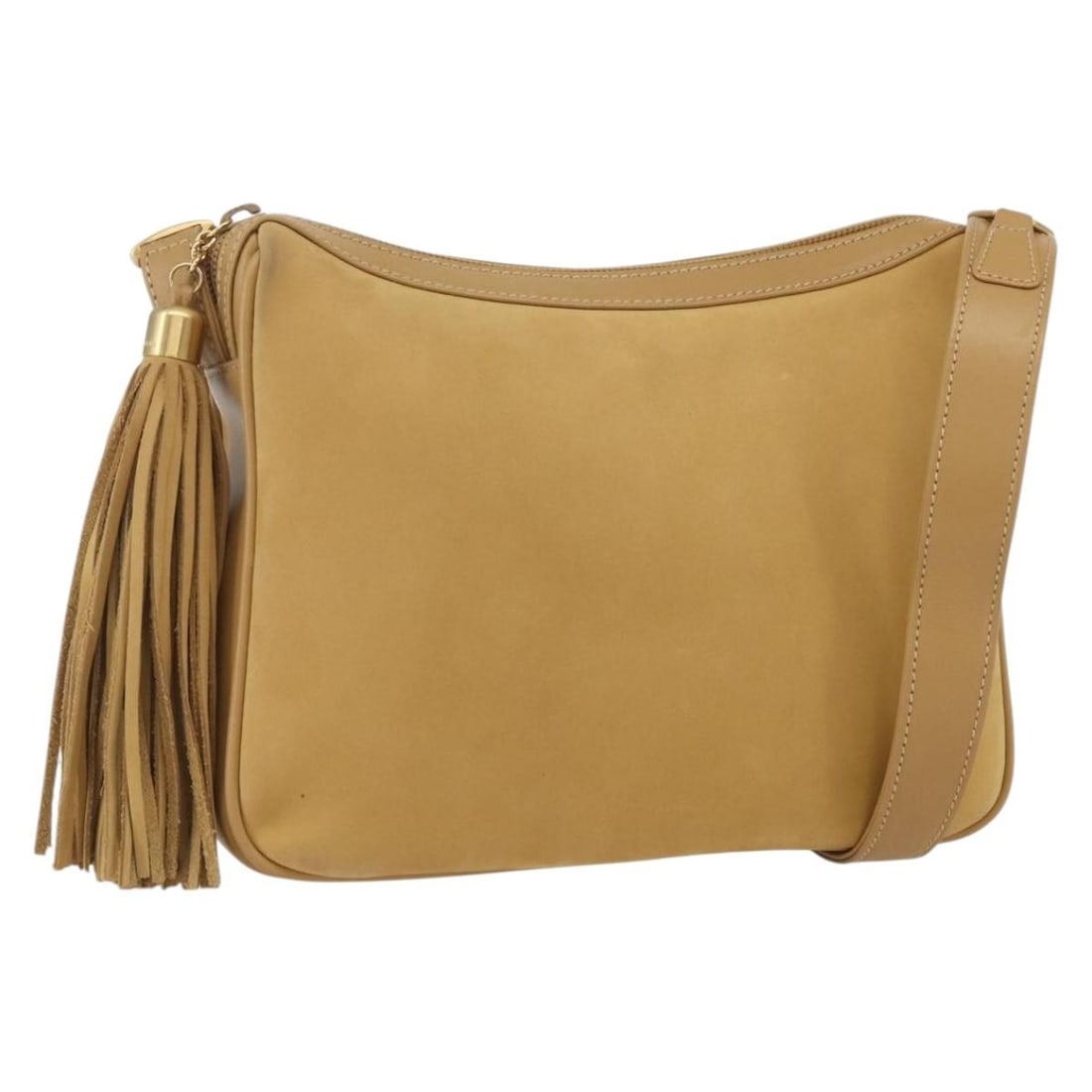 GUCCI Suede Shoulder Bag Gold Beige Authentic 156886 (1 of 18)