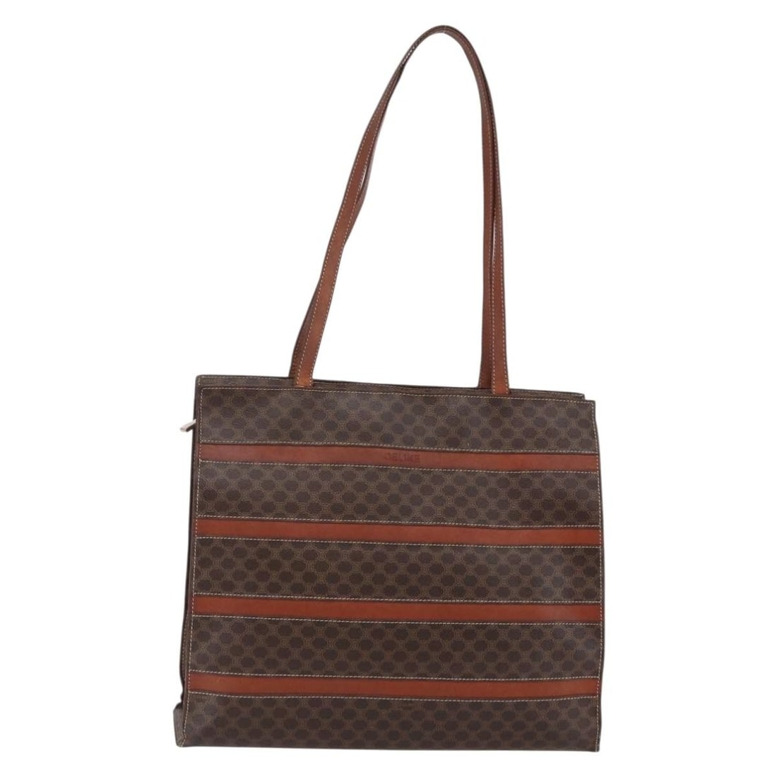 CELINE Macadam Brown Gold PVC Leather Tote Bag Italy (1 of 18)