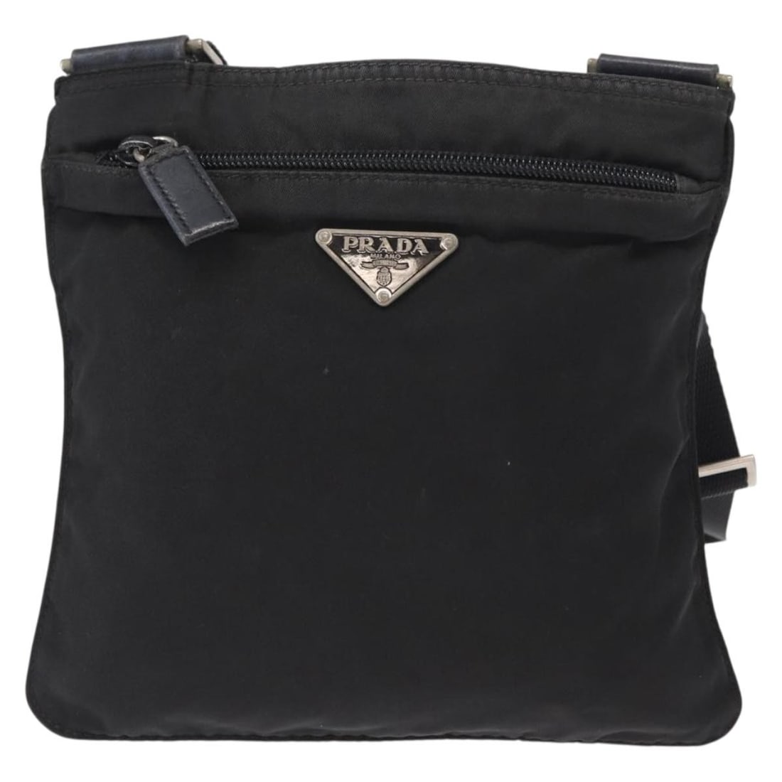 Prada Tessuto Black Nylon Unisex Messenger Bag with Front Pocket (1 of 18)