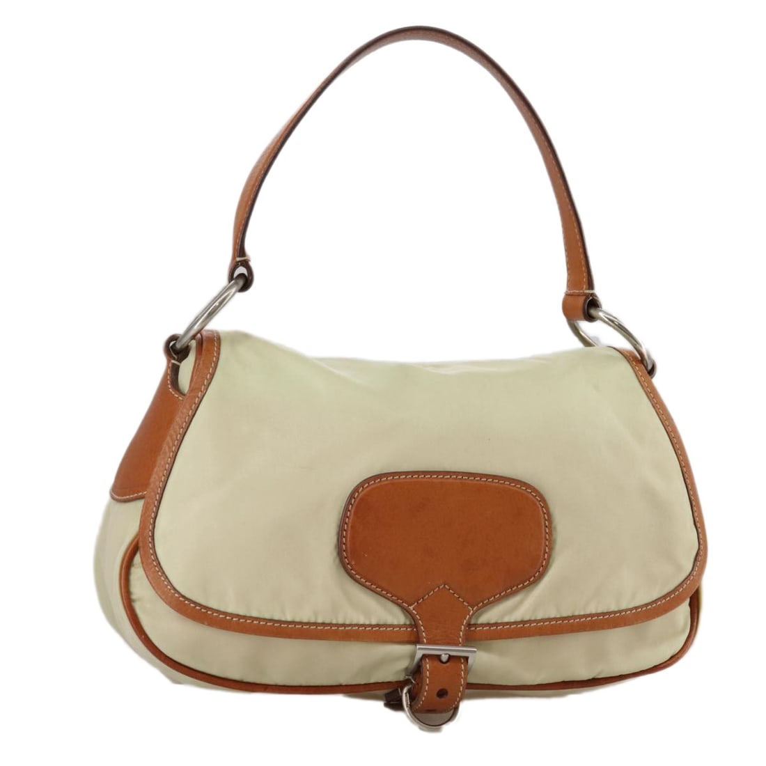 PRADA Beige Brown Silver Nylon Shoulder Bag with Guarantee Card (1 of 18)