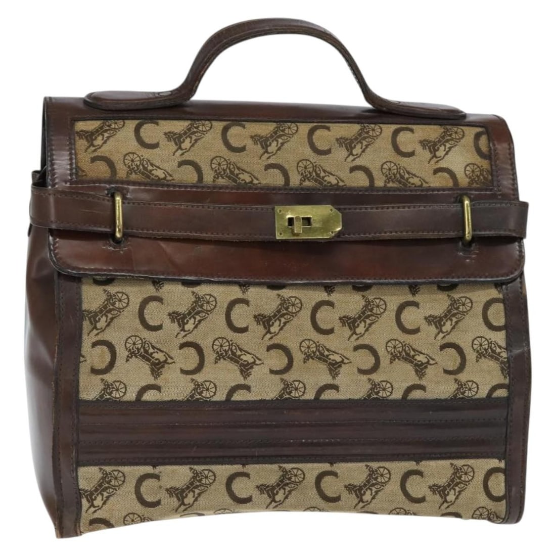 CELINE C Sulky Brown Gold Canvas Doctor Bag Auth Italy: CELINE C Sulky Brown Gold Canvas Doctor Bag Auth Italy Discover the CELINE C Sulky Doctor Bag, a stylish and functional hand bag crafted in Italy. This unique piece features a luxurious brown and gold