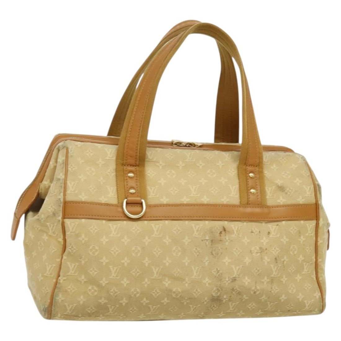 LOUIS VUITTON Monogram Mini Josephine GM Hand Bag Beige M92310 Auth France (1 of 18)