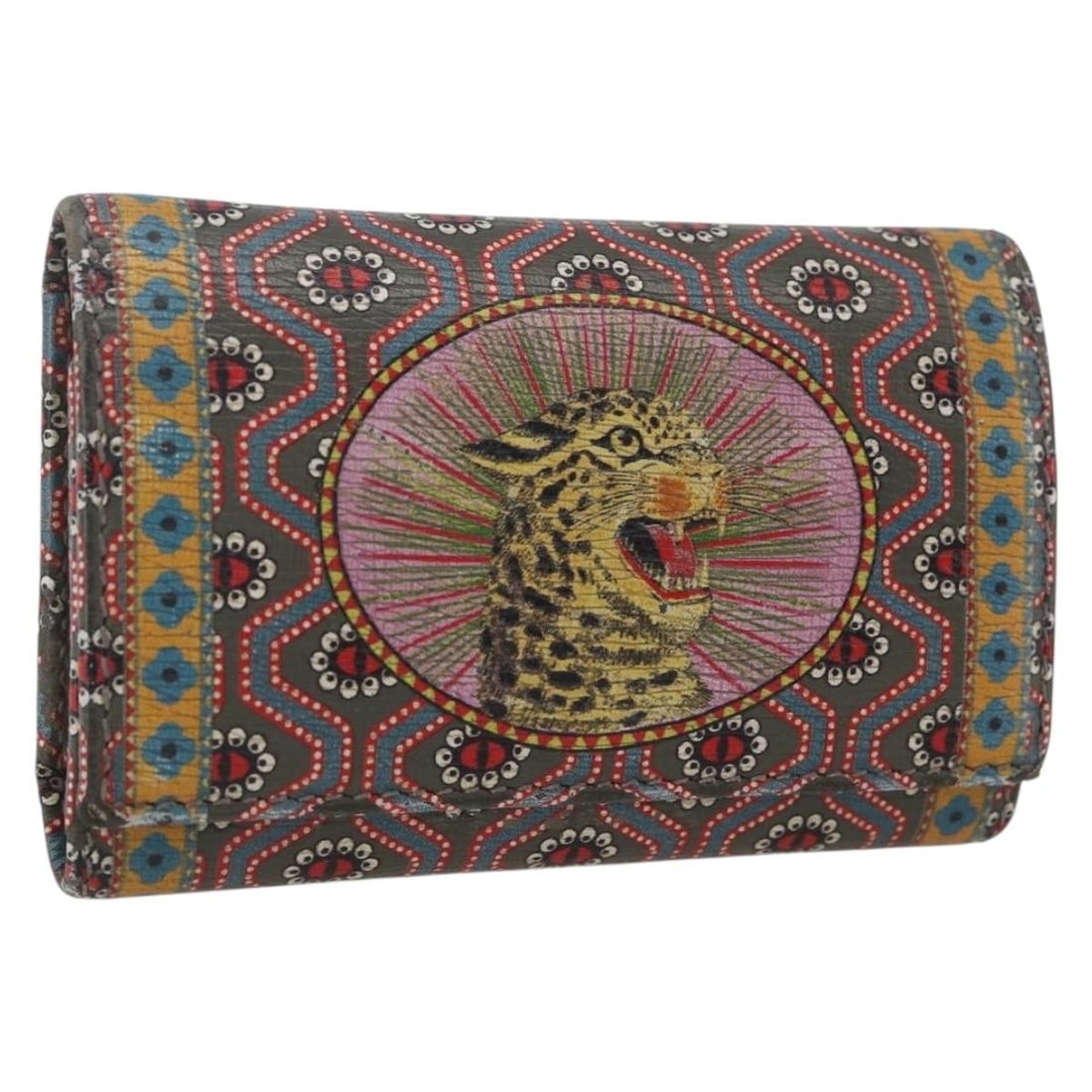 Green Leather GUCCI Garden Key Holder with Gold Accents Model 601121 (1 of 18)