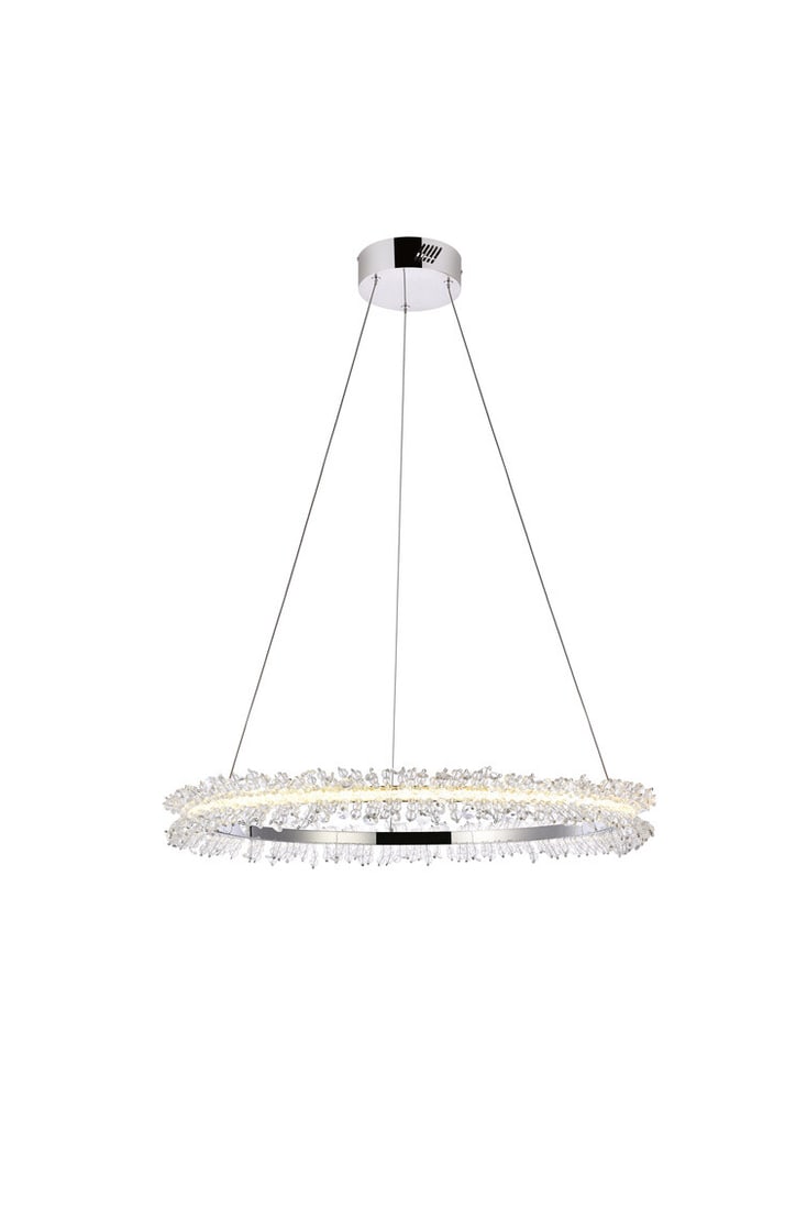 Laurel Collection 33.9 Inch LED Crystal Chrome Modern Chandelier Pendant Light (1 of 12)